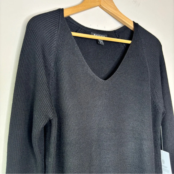 Athleta Black Hanover V-Neck Side Slit Sweater Size S NWT - Picture 3 of 14